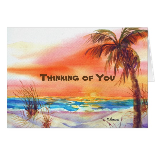 540x540 Beach Sunset Watercolor Card - Beach Sunset Watercolor