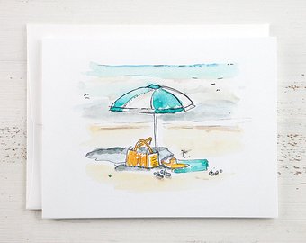 340x270 Beach Umbrella Pouch - Beach Umbrella Watercolor