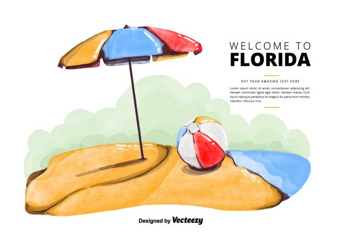 700x490 Free Florida Beach Watercolor Vector - Beach Umbrella Watercolor