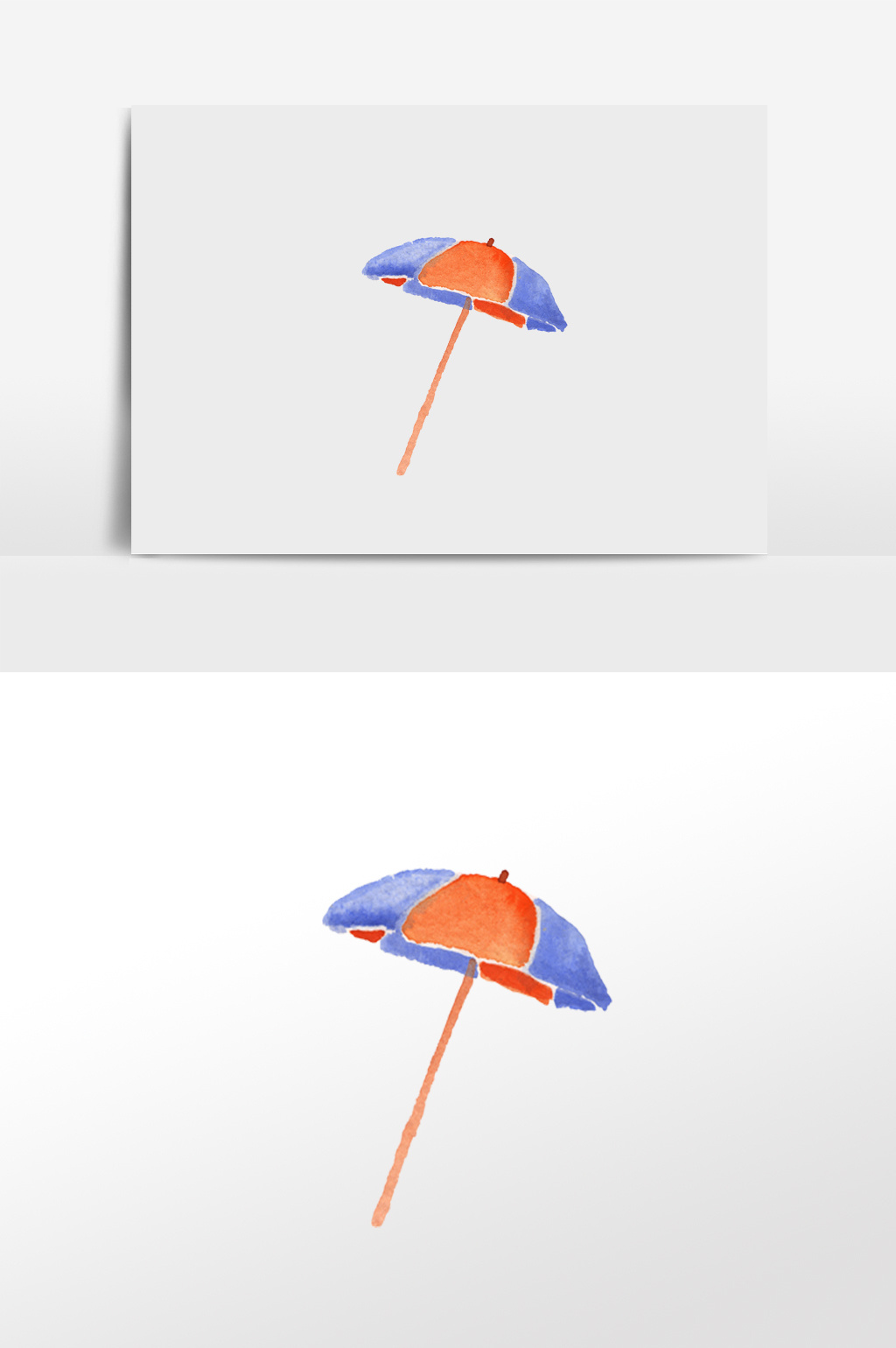 1024x1540 Hand Drawn Watercolor Beach Umbrella Illustration Elements Free - Beach Umbrella Watercolor