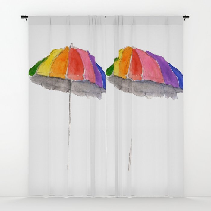 700x700 Rainbow Beach Umbrella Window Curtains By Astonestreet Society6 - Beach Umbrella Watercolor