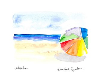 340x270 Vintage Photo Beach Umbrella Beach House Decor Black And White Etsy - Beach Umbrella Watercolor