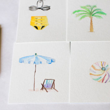 354x354 Yubinart On Etsy On Wanelo - Beach Umbrella Watercolor