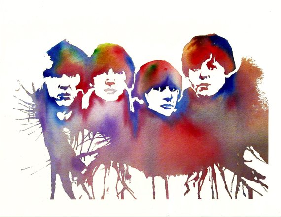 570x440 The Beatles Art Print Of Watercolor Painting 8 X 10 Etsy - Beatles Watercolor