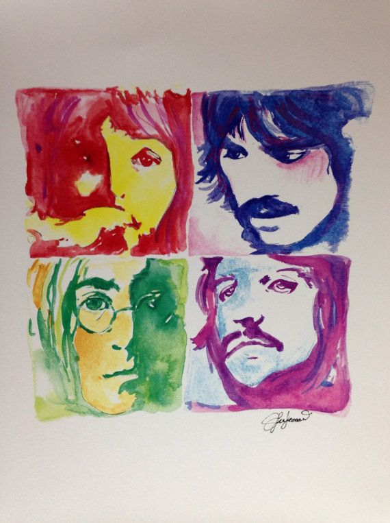 570x763 The Beatles Watercolor Painting By Jennaleeleonardart The - Beatles Watercolor