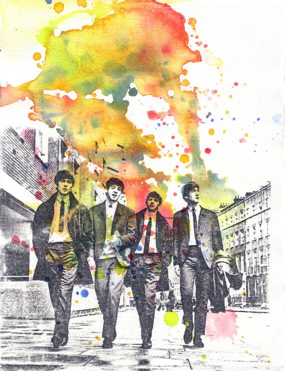 570x740 The Beatles Watercolor Painting Poster Print - Beatles Watercolor