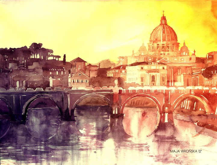 721x549 Beautiful Watercolor Paintings Of European Landmarks - Beautiful Watercolor