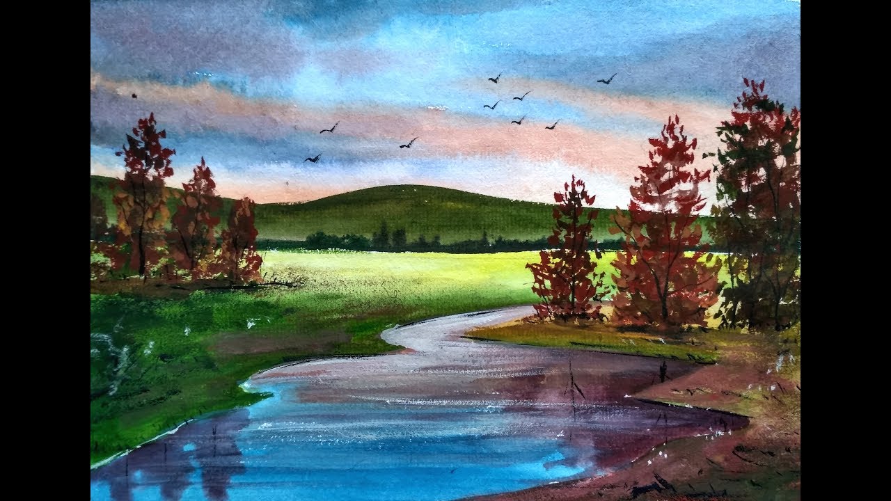 1280x720 Painting Beautiful Watercolor Landscapes With Ghanashyam - Beautiful Watercolor