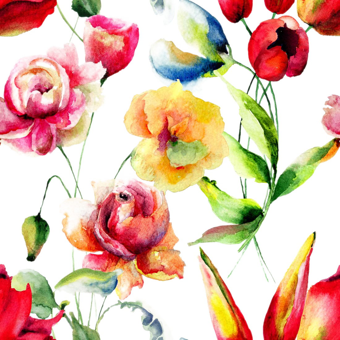 1100x1100 Flower Watercolor Painting Floral Design Petal Pattern - Beautiful Watercolor Flowers