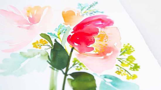 550x309 Learn To Paint Pretty Watercolor Flowers Poptastic Bride Funky - Beautiful Watercolor Flowers