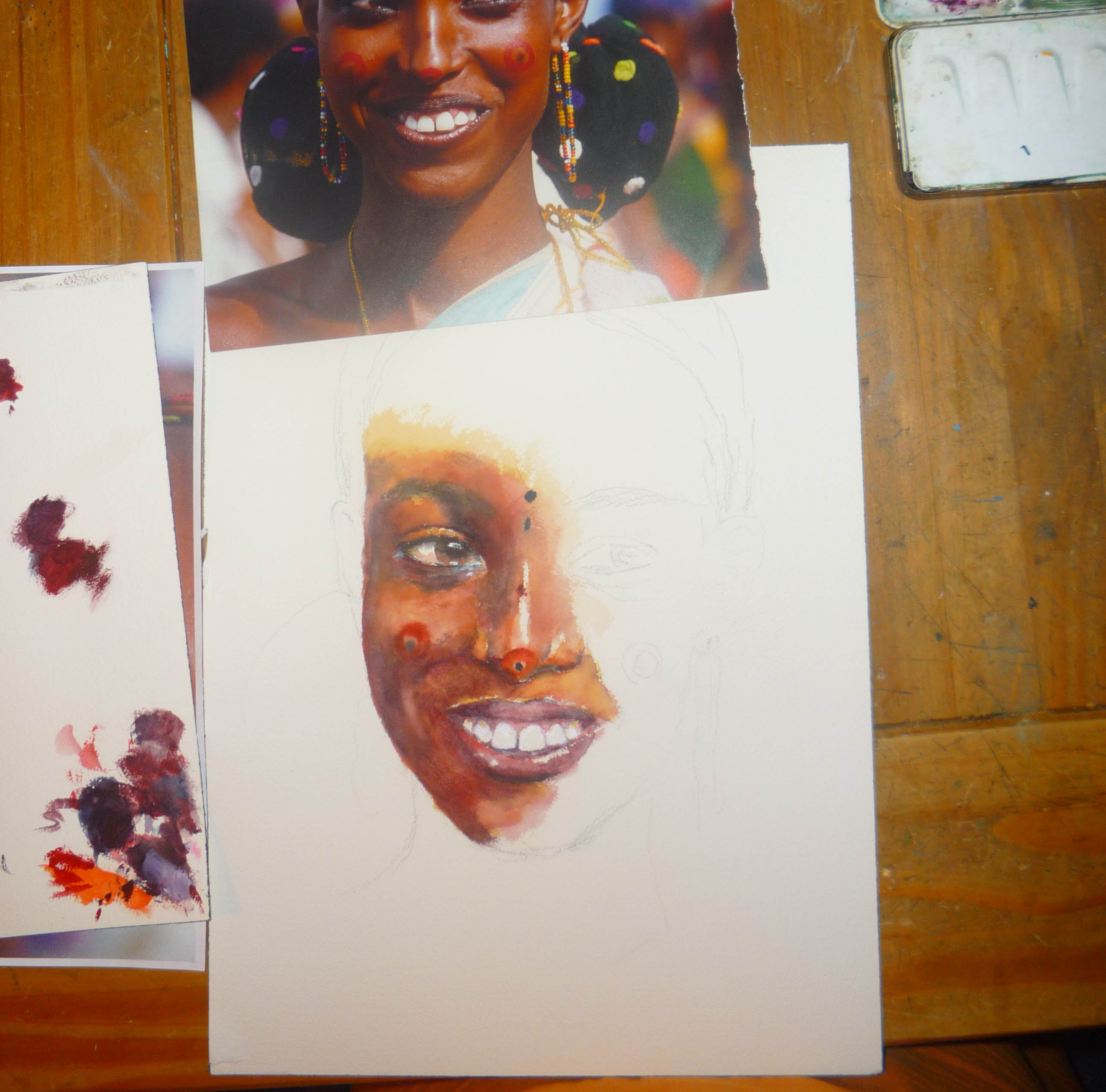 2588x2556 Started A Watercolor Painting Of A Beautiful Woman From The Ogaden - Beautiful Woman Painting Watercolor
