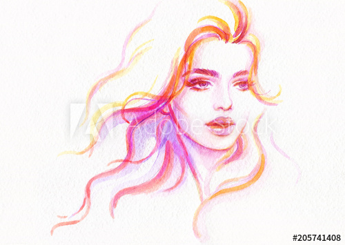 500x355 Beautiful Woman. Fashion Illustration. Watercolor Painting - Beautiful Woman Painting Watercolor