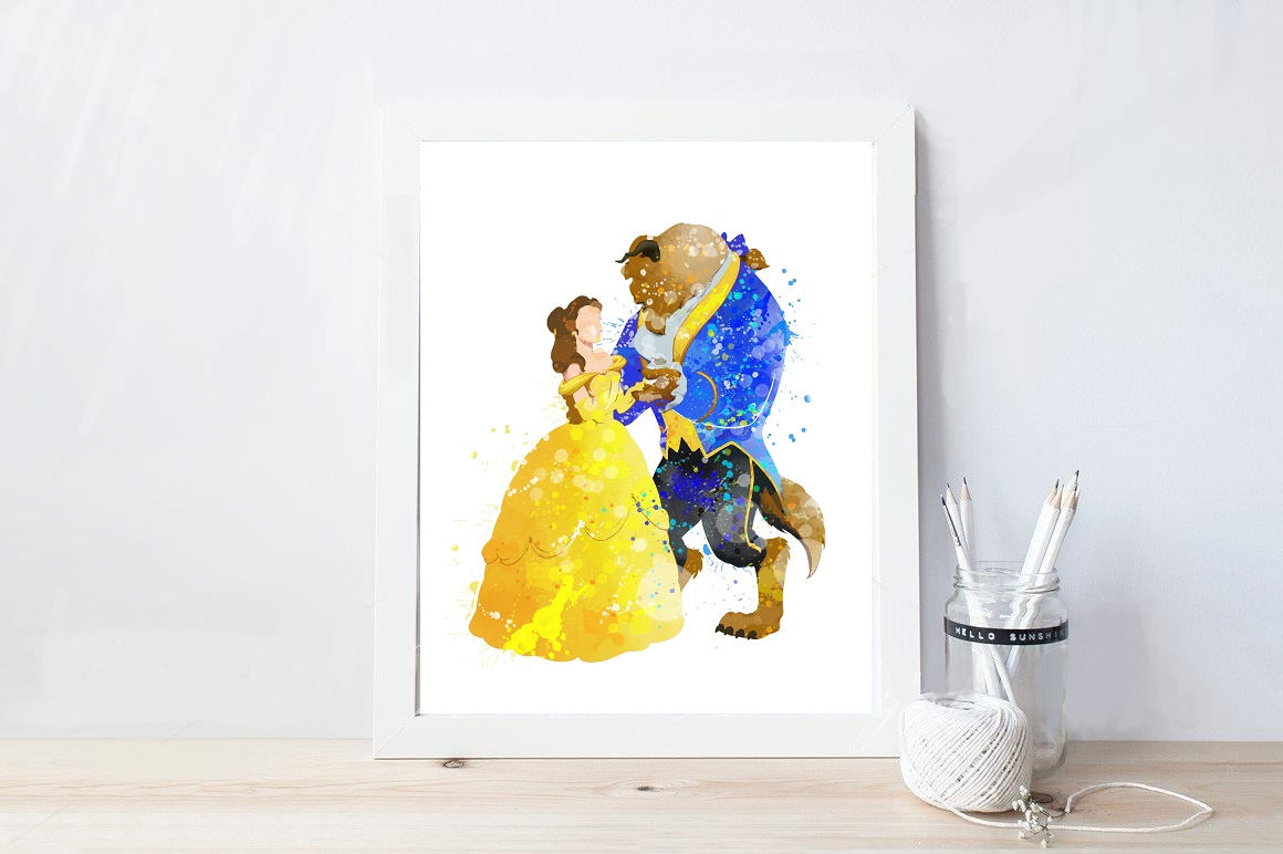 1160x772 70% Beauty And The Beast Watercolor Beauty Disney Etsy - Beauty And The Beast Watercolor