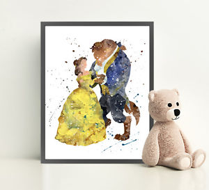 300x273 Beauty And The Beast Disney Art Print Watercolor Wall Art Canvas - Beauty And The Beast Watercolor