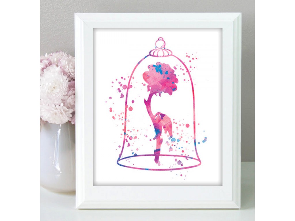 1024x768 Beauty And The Beast Rose Watercolor Art Print Rose Art Rose - Beauty And The Beast Watercolor