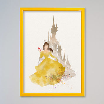 354x354 Belle Princess Framed Watercolor Belle From Ladecor Watercolor - Beauty And The Beast Watercolor