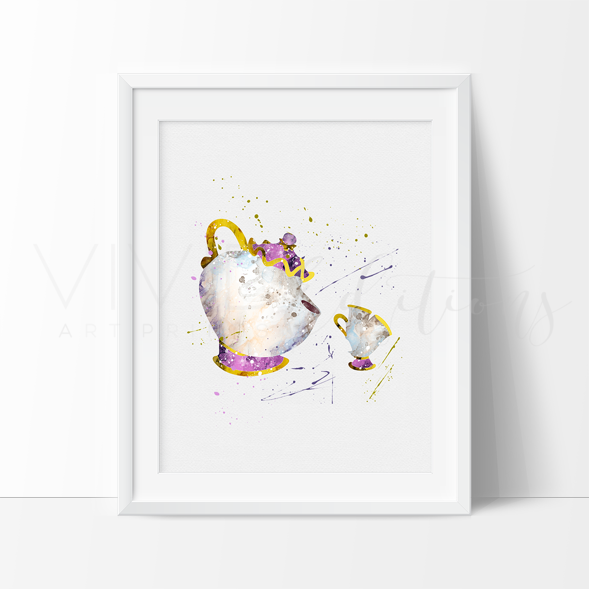 1200x1200 Mrs. Potts Amp Chip, Beauty And The Beast Watercolor Art - Beauty And The Beast Watercolor