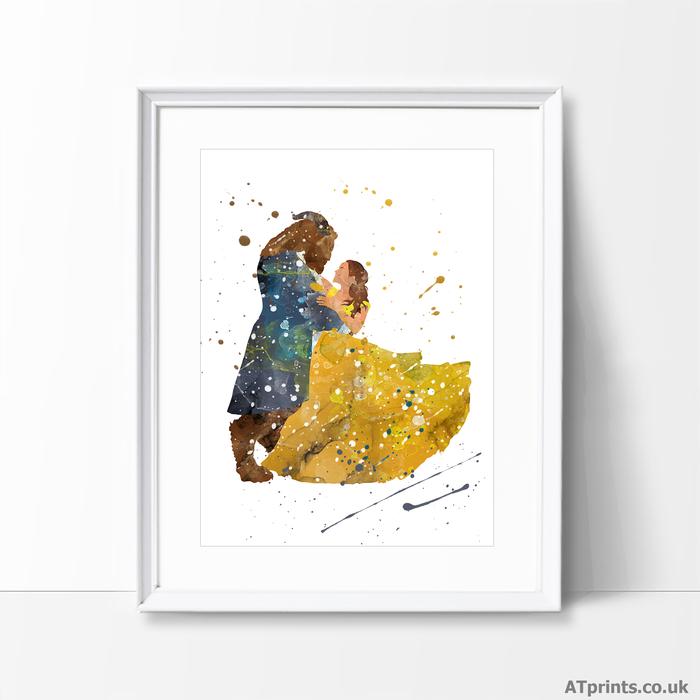 700x700 Beauty And The Beast Watercolour Art Print Atprints - Beauty And The Beast Watercolor