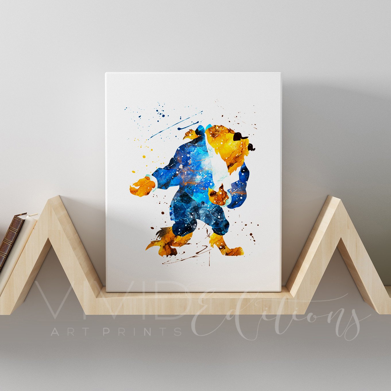 1362x1362 Beast Beauty And The Beast Watercolor Gallery Wrapped Canvas Art - Beauty Beast Watercolor