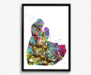 300x247 Beauty And The Beast, Watercolor Art Poster, Print (1098) Ebay - Beauty Beast Watercolor