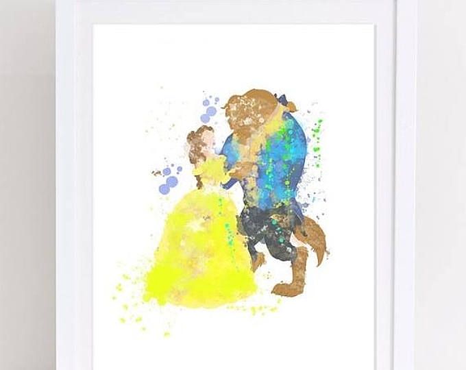 680x540 70%off Beauty And The Beast Poster Beauty And The Beast Watercolor - Beauty Beast Watercolor