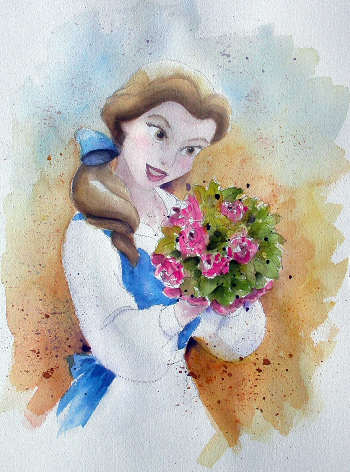 1185x1597 Belle From Beauty And The Beast Watercolor Project For Kids - Beauty Beast Watercolor