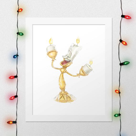 570x570 Lumiere Disney Lumiere Beauty And The Beast Beauty Etsy - Beauty Beast Watercolor