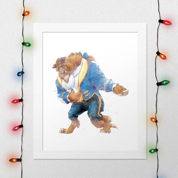 570x570 The Beast Beauty And The Beast Beast Print Disney Prince Etsy - Beauty Beast Watercolor
