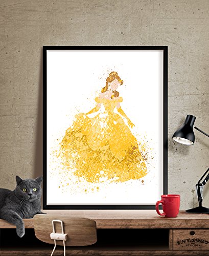 409x500 Disney Princess Watercolor Prints Belle Beauty And The - Beauty Beast Watercolor