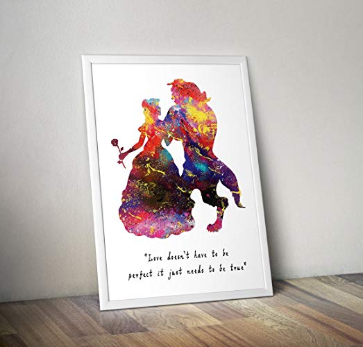 523x500 Beauty And The Beast Inspired Poster - Beauty Beast Watercolor
