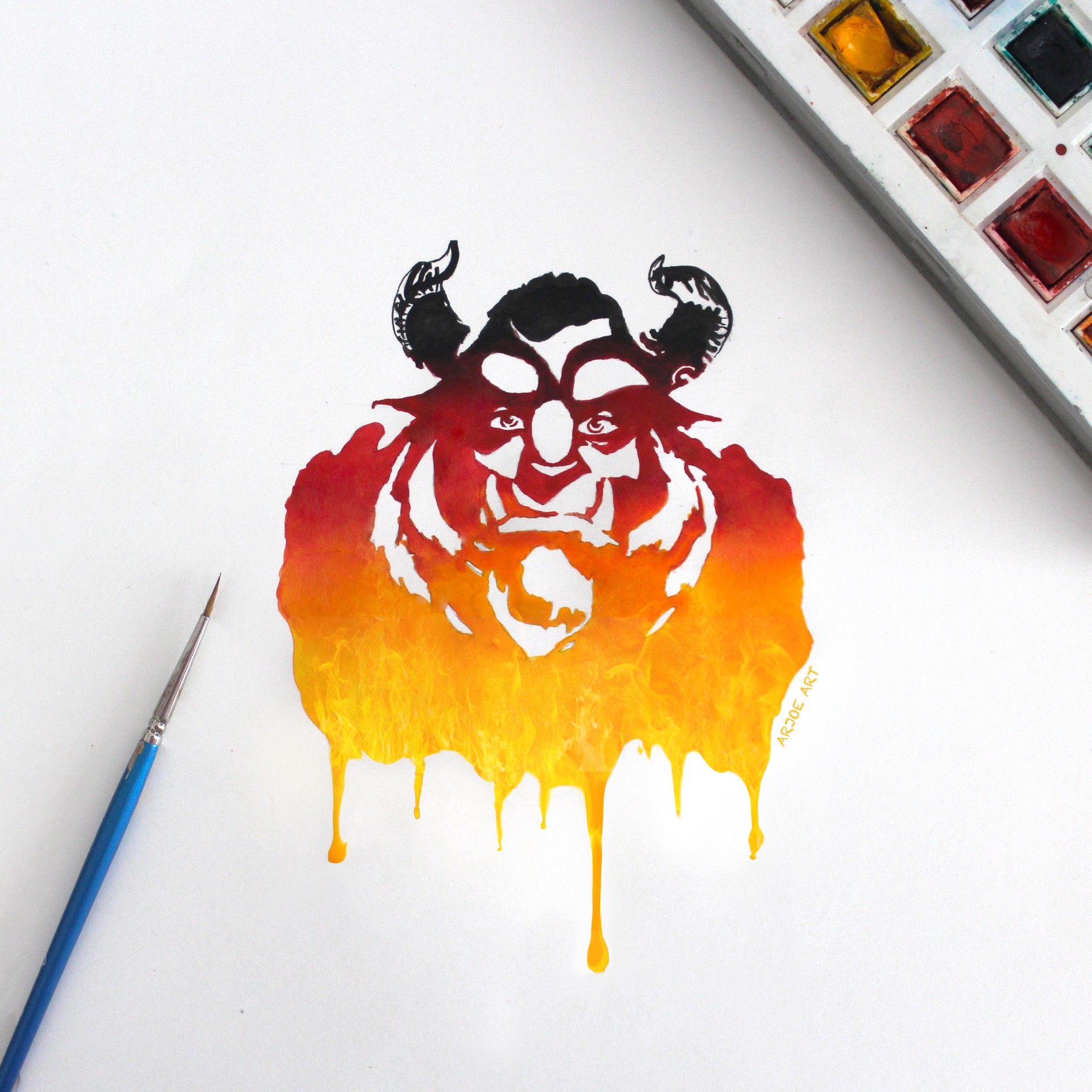 1920x1920 Artstation - Beauty Beast Watercolor