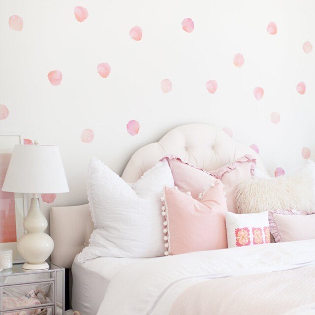 640x640 Coral Watercolor Polka Dots Urban Walls - Bedroom Watercolor