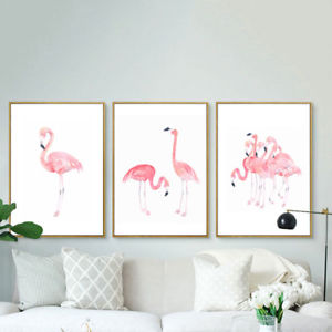 300x300 Watercolor Flamingo Canvas Painting Living Room Bedroom Study Art - Bedroom Watercolor