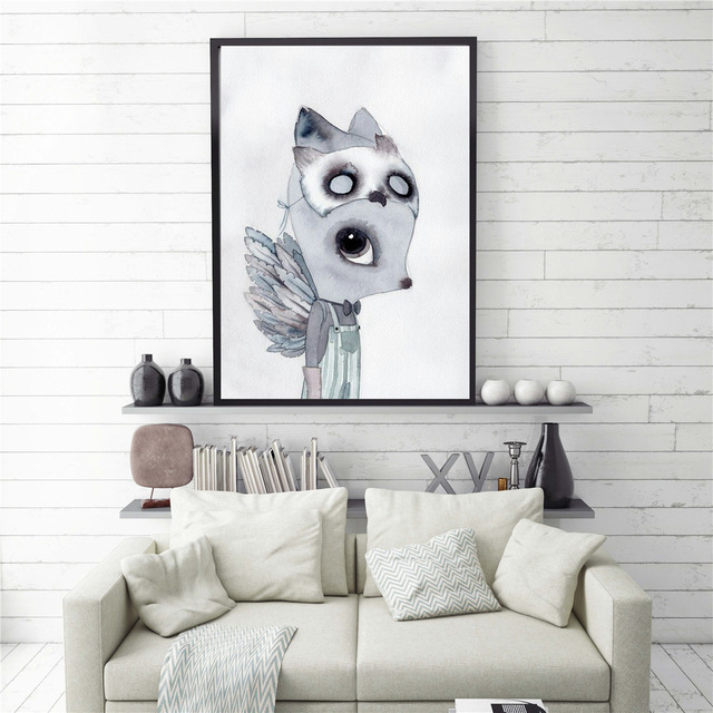 640x640 Wall Art Paint Rabbit Canvas Painting Girls Bedroom Watercolor - Bedroom Watercolor