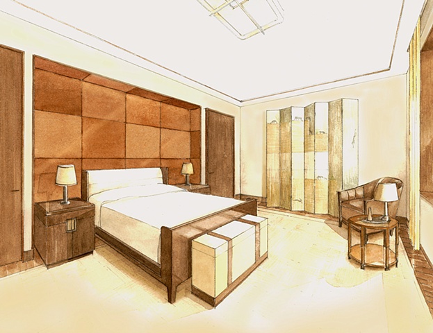 623x480 Renderingsbyarchitects - Bedroom Watercolor