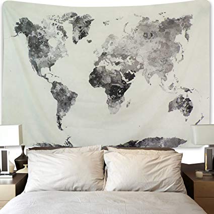 425x425 Bleum Cade Watercolor World Map Tapestry Abstract - Bedroom Watercolor