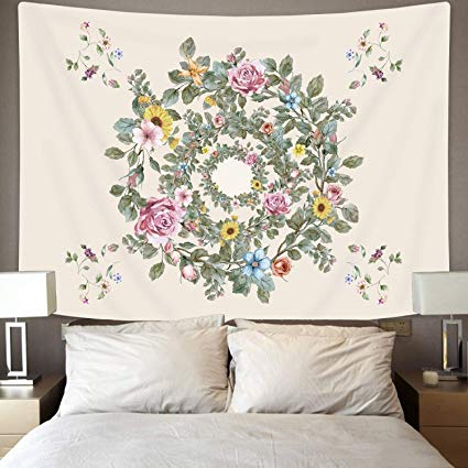 425x425 Ice Jazz Bright Flower Tapestry Wall Hanging - Bedroom Watercolor