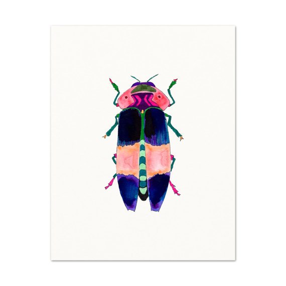 570x570 Watercolor Beetle No. 1 Art Print 8x 10 - Beetle Watercolor