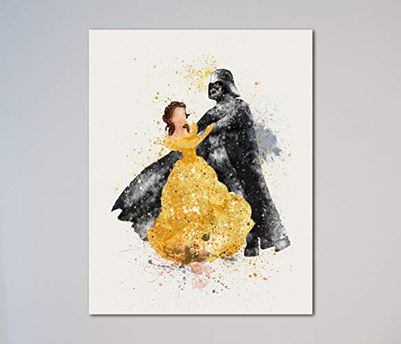 583x500 Star Wars Darth Vader And Belle Beauty And The Beast - Belle Watercolor