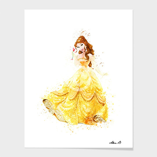 540x540 Belle Disney Princess Watercolor Art Print - Belle Watercolor