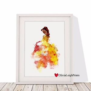 300x300 Disney Princess Belle Watercolour Art Print Wall Art Gift Nursery - Belle Watercolor