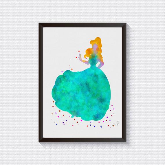 570x570 Princess Belle Watercolor Art Print Beauty And The Beast Etsy - Belle Watercolor