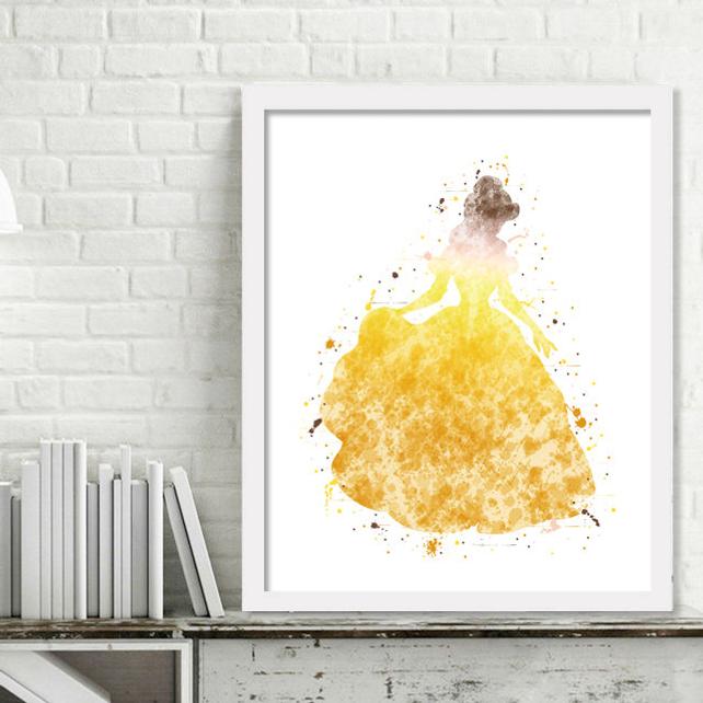 642x642 Printable Belle Watercolor Wall Art Disney Princess Room Etsy - Belle Watercolor