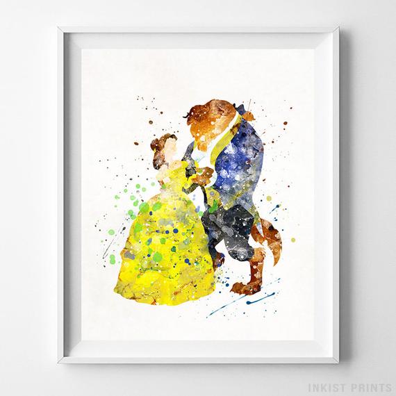 570x570 Beauty And The Beast Belle Watercolor Art Disney Art Poster Etsy - Belle Watercolor