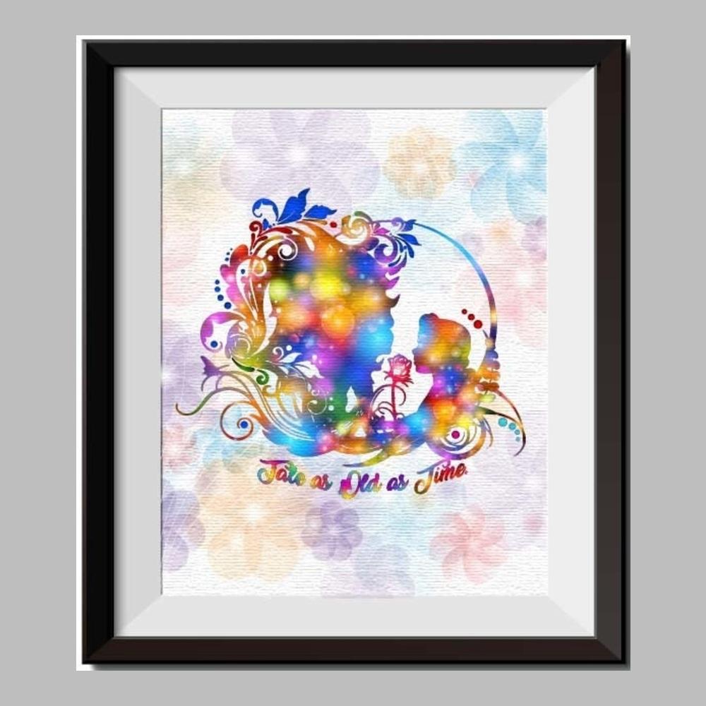 1000x1000 Beauty And The Beast Princess Belle Watercolor Print Nursery Decor - Belle Watercolor