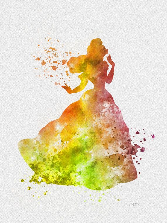 570x760 Belle, Beauty And The Beast Art Print 10 X 8 Illustration, Disney - Belle Watercolor