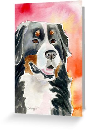 277x415 Bernese Mountain Dog Watercolor Greeting Cards By Clarityart - Bernese Mountain Dog Watercolor
