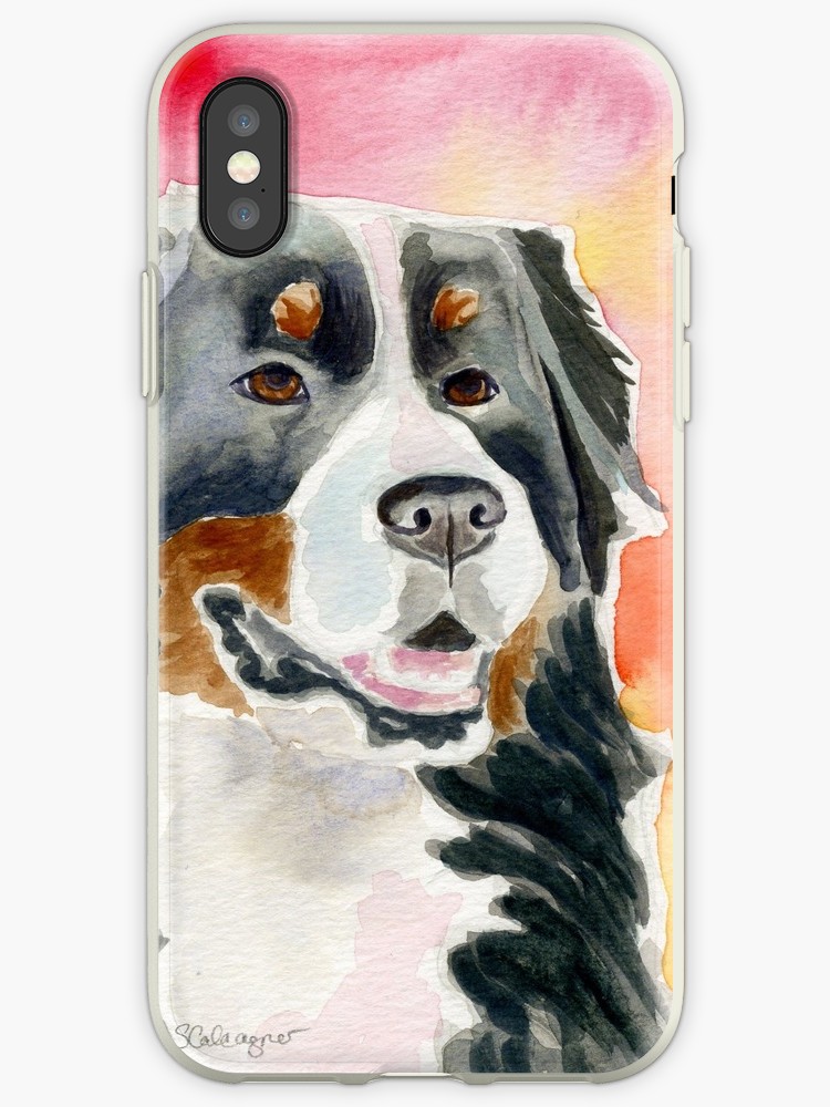 750x1000 Bernese Mountain Dog Watercolor Iphone Cases Amp Covers By - Bernese Mountain Dog Watercolor