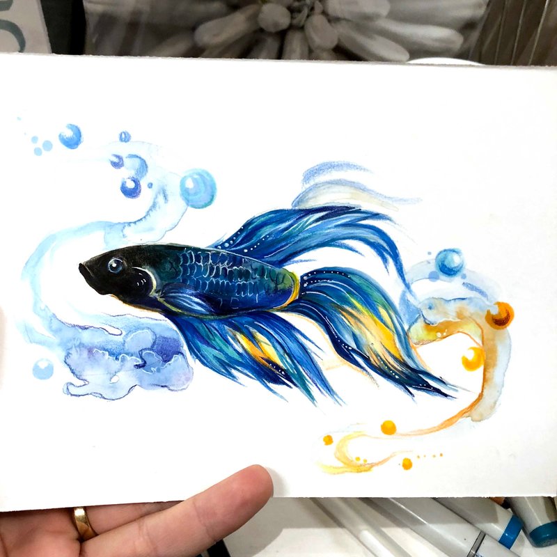 800x800 Betta Fish By Lucky978 - Betta Fish Watercolor