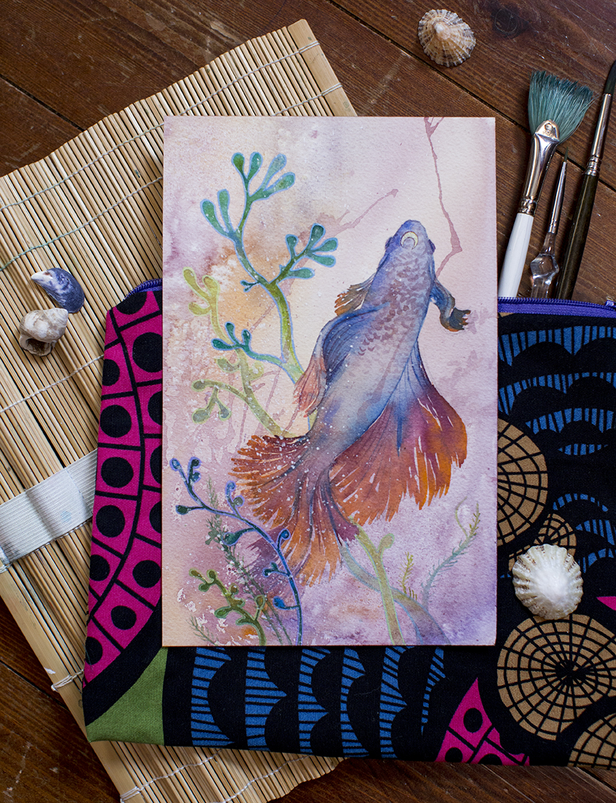 876x1143 Moon Betta - Betta Watercolor